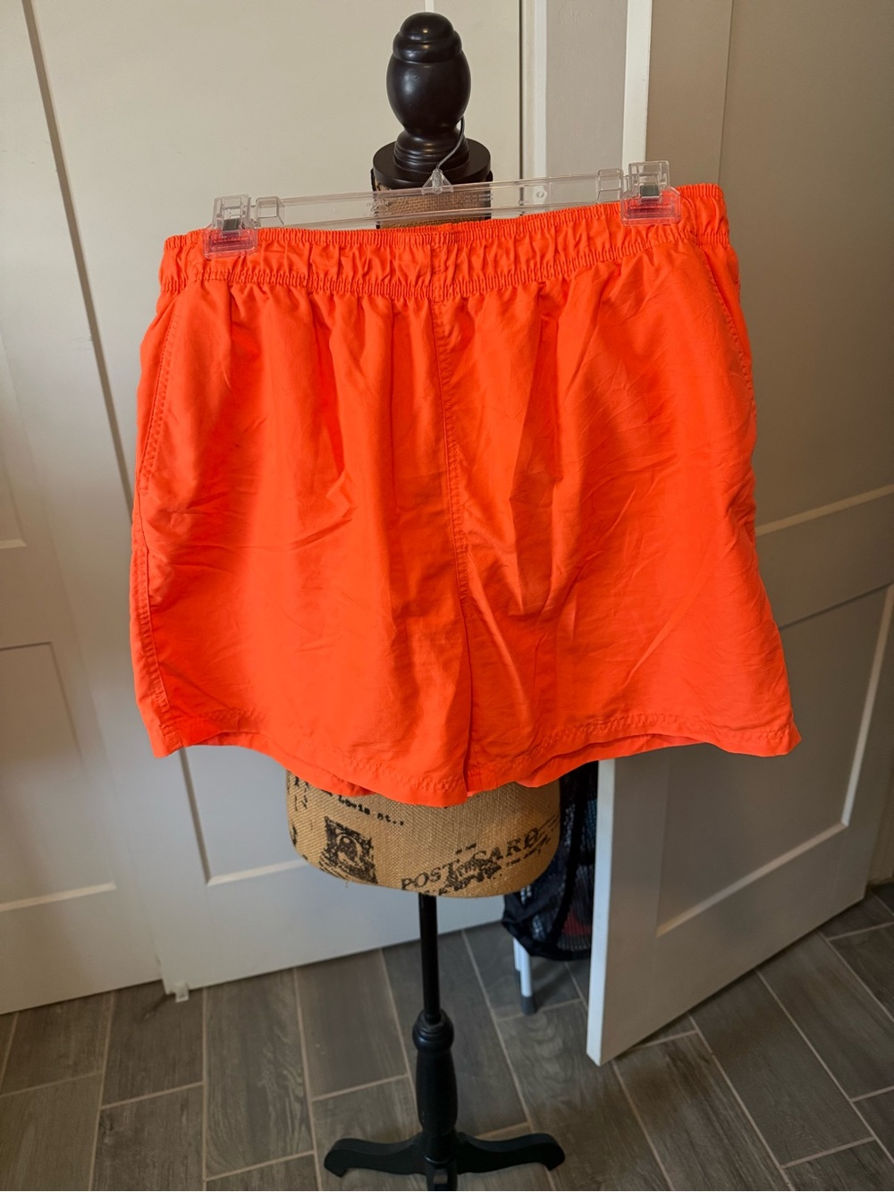 Bright Orange Elastic Waist Swim Shorts
